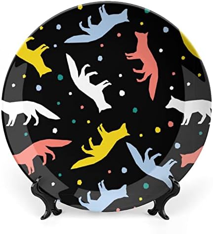 Placa decorativa de placa decorativa de Foxs colorida Placa de porcelana de osso com display para decoração de casamento de festa