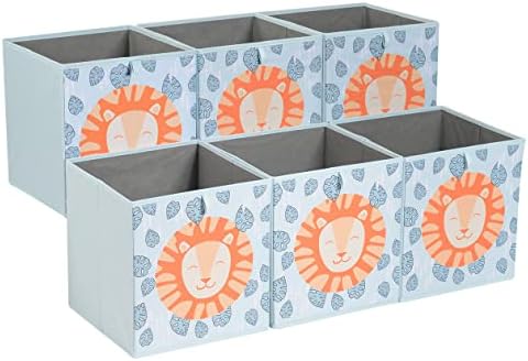 Basics Kids Coleslsible Fabric Storage Cube Organizer Bins - pacote de 6, unicórnios e arco -íris, 10.5x10.5x11