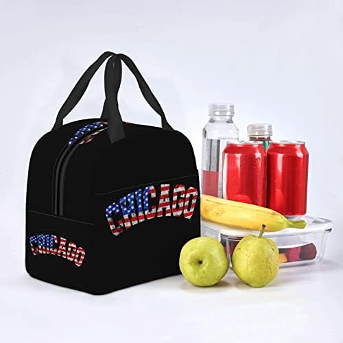 SWPWAB Chicago Pride Reutilable portátil Bolsa de bento isolada para homens e mulheres