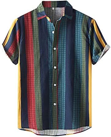 Camisas havaianas masculinas Manga curta Camisa impressa e estampada de camisa de praia casual e confortável para