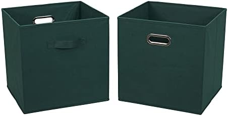 Fundamentos domésticos, Green Green 2 Pacote de caixas de armazenamento aberto com alças duplas, 13 x 12 x 13