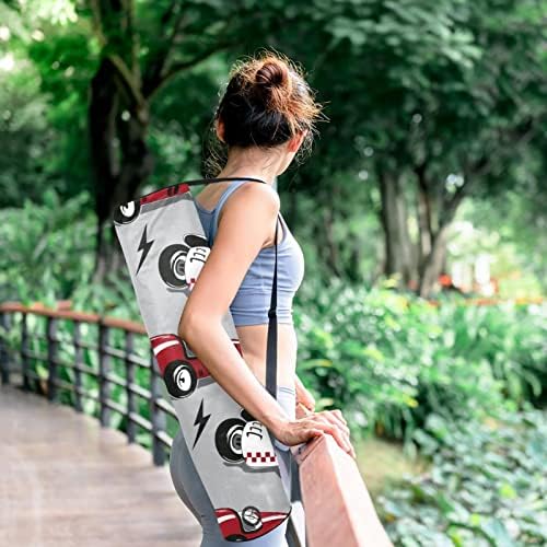 Racing Cars Yoga Mat Bags Full-Zip Yoga Carry Bag for Mulher Men, Exercício portador de tapete de ioga com cinta ajustável