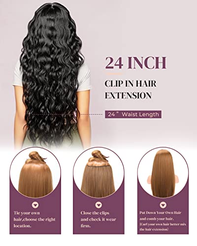 Clipe em extensões de cabelo, Lonai 6pcs Curly 24 Longa clipe sintético em cabeleireiro para mulheres-escaras de cinzas com luzes