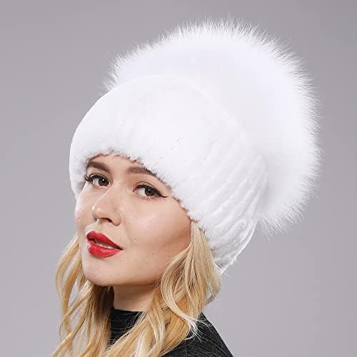 Mulheres chapéu de inverno chapéu de malha de chapéu de boné natural