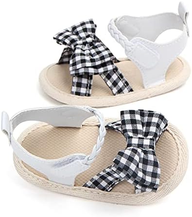 Meninas infantis abertos de pé xadrez bowknot sapatos de primeira qualidade sapatos de campainha de verão sandálias planas