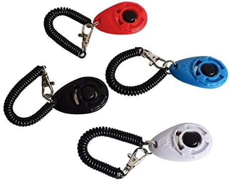 Ruconla- 4 Pack Dog Training Clicker com pulseira de pulso, conjunto de clicker de treinamento para animais de estimação