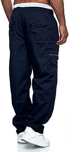 Miashui masculino calça masculina de vários bolsos de massa de massa de pernas retas de pernas de perna esportiva calça