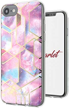 Caso Scarlet Pink Stardust iPhone SE com design elegante e elegante e elegante e com detalhes em ouro, capa de telefone projetada