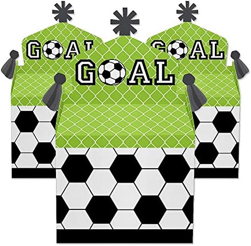 Big Dot of Happiness Goaaal - Soccer - Tratar favores de festa da caixa - Caixas de chá de bebê ou festa de aniversário - Conjunto