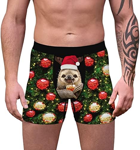 Neferlife Christmas Mens Briefs, masculinos engraçados Sports de roupas íntimas respiráveis ​​brindes suaves Gag Presentes