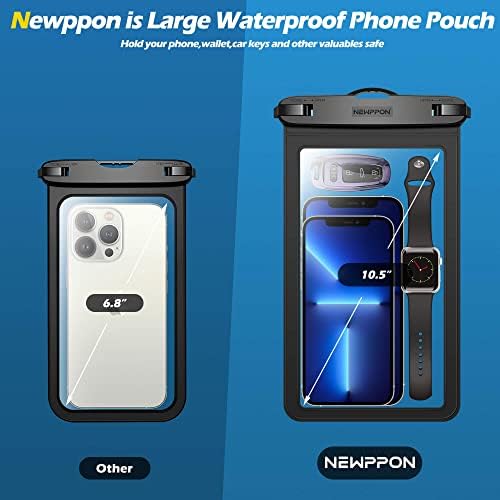 Newppon 10.5 xl grande bolsa de telefone à prova d'água: 2 pacote subaquático porta de celular transparente - estojo