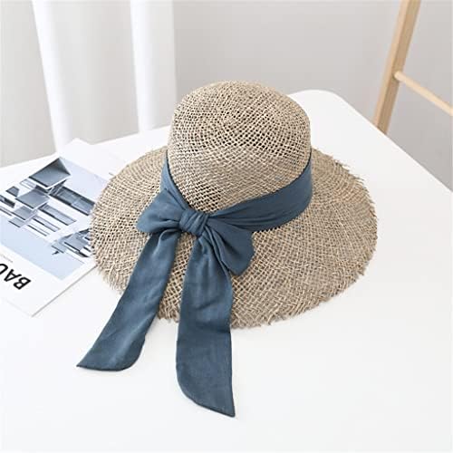 Adquirir mulheres cinzas tecidas com ervas marinhas chapas casuais tampas de praia ampla chapéu de palha unissex largo de verão