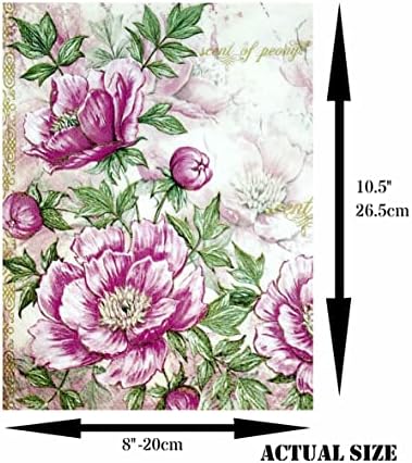 Tema de flor de flor vintage Papel de arroz de amoreira, 8 x 10,5 polegadas - 6 x Diferentes imagens de papel de amoreira impressas 30gsm fibras visíveis para decoupage artesanato