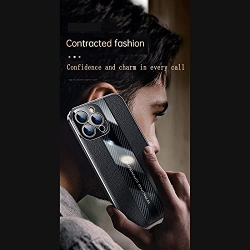 Capa de capa de telefone Couro + estojo de fibra de carbono projetado compatível com Huawei Honor 50 com proteção contra