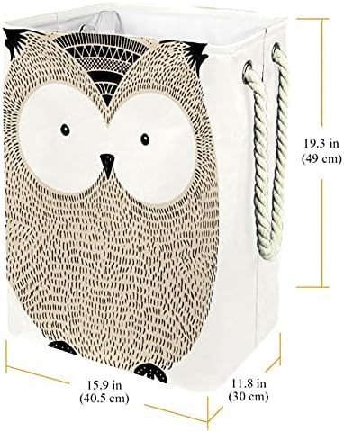 Indomer Nice Hand desenhado Owl Design Lavanderia grande cesto de roupas prejudiciais à prova d'água cesta de roupas para