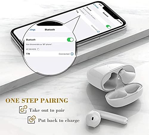 Fones de ouvido sem fio Bluetooth 5.0 fones de ouvido com estojo de carregamento, gomos de ar de ar Ipx8 à prova d'água e 3D de brotos de orelha integrados, emparelhamento automático aberto para Android/Samsung/Apple iPhone-branco