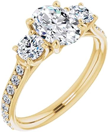 3 CT Corte oval Corte incolor Moissanite Noivado Ring Set Wedding Bridal Ring Solitaire 10K 14K 18K Gold Yellow Gold Sterling