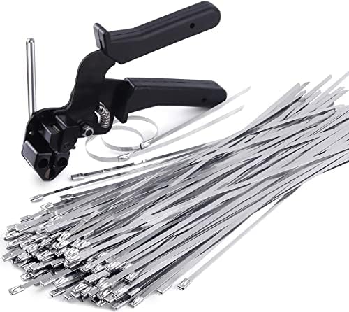 Pistola de cabo de aço inoxidável sinlon, ferramenta especial para fixação e corte de cabos de cabos de metal, com 150pcs 11,8