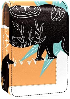 Bolsa de batom de batom de maquiagem de oryuekan com espelho portátil de armazenamento de armazenamento portátil de armazenamento de armazenamento labial de armazenamento, artístico rinoceronte floral