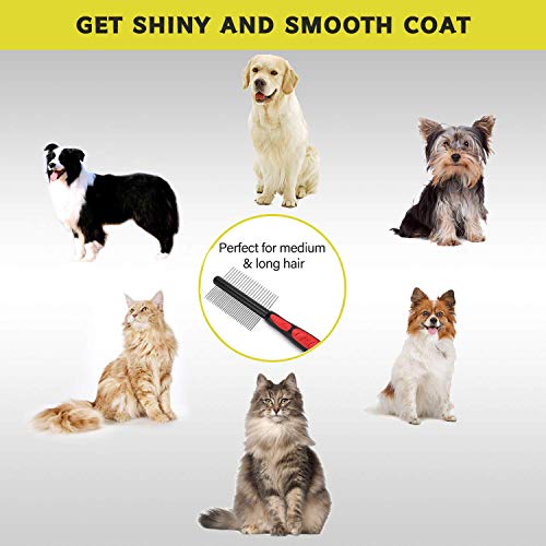 Pente de preparação para cães de dupla face para remover os emaranhados de emaranhados pêlos sujos emaranhados, aço inoxidável