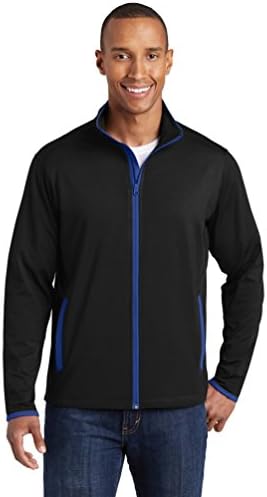 Sport-Tek Stretch Contrast Full Zip Jacket Black/True Royal, 4xl