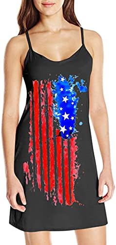 4 de julho Vestidos sexy para mulheres Summer Bodycon Mini Dress American Flag Cami Scoop Scoop Neck Cocktail Party Dress