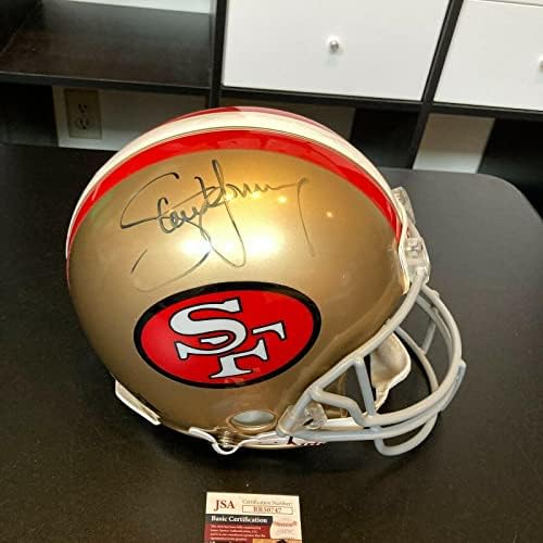Steve Young assinou o San Francisco 49ers em tamanho real capacete autêntico JSA COA - Capacetes NFL autografados