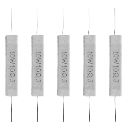 Murtenze 10pcs Resistor de cimento cerâmico, 10W 10 ohm Resistor Resistor Fios Resistores de feridas Resistores fixos, branco