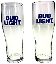 Bud Light Signature Girs, Glass de cerveja para bebidas, refrigerante, água, segura 16 onças, 2 pacote