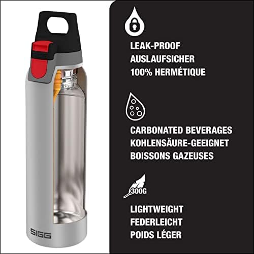 Sigg - garrafa de água isolada - Thermo Flask H&C Um escovado - Infusor de chá removível - à prova de vazamentos - BPA Free - 18/8 Aço inoxidável - cinza - 19 oz