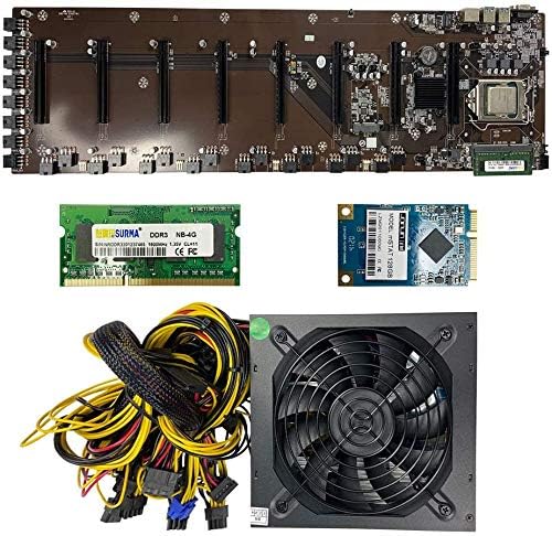Bitcoinmerch.com-Rig de mineração de 8 GPU pronto para mina com placa-mãe + CPU + RAM + SSD + PSU incluiu 1600W 110V