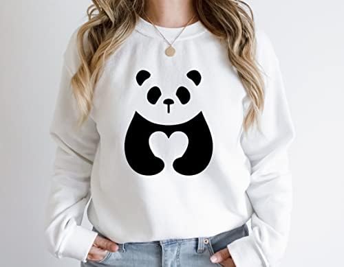 Camiseta de coração panda camiseta longa camisa de panda longa camisa de panda engraçada camisa fofa camise