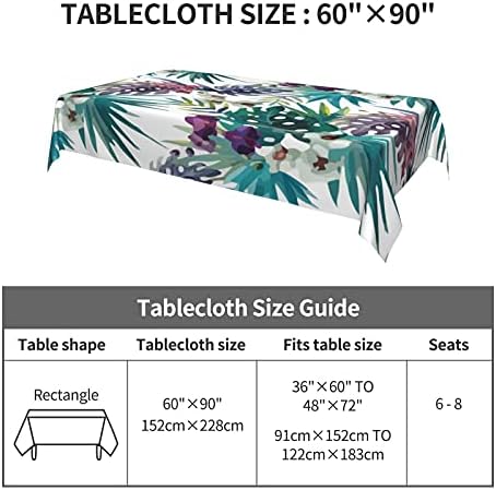Toque de mesa retângulo Tópico-Hawaii-Watercolor-Orchid-Flowers-Pineapple 60 x 90 polegadas lavável Poliéster Tabela