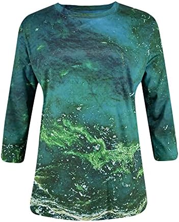 Camiseta feminina pintando camisetas gráficas camisetas de tripulação 3/4 mangas tops 2023 blusas da primavera no verão