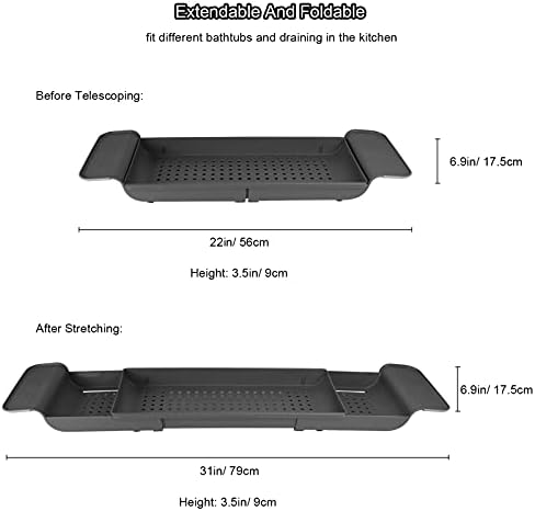 Bandeja de banheira de 2 embalagem Caddy de bandeja de banho expansível para banheira, bandeja de bandeja de banheira