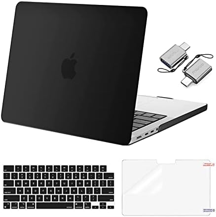 Mosis compatível com MacBook Pro de 14 polegadas Caso 2023 2022 2021 Release M2 A2779 A2442 M1 Pro/Max Chip Touch ID, Casca dura de plástico e tampa do teclado e protetor de tela e adaptador 2