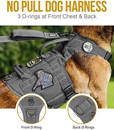 Onetigris Tactical Dog Arnness para cachorro grande full metal Fiftled No Pull Dog Arness Colle
