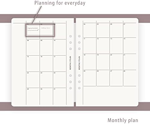 Planejador diário, semanal e mensal - notebook de folhas soltas, cartão de medição de polegada e cartões de índice, notebook