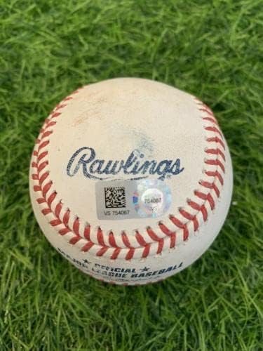 Christian Yelich Milwaukee Brewers Game usou beisebol “RBI Triple” MLB Auth - MLB Game Usado Baseballs