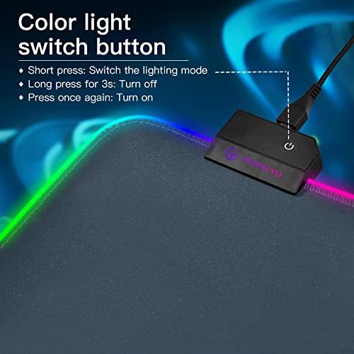 MNSRUU GAMING MOUSE PAD RGB - Padra de teclado LED grande com superfície à prova d'água suave e base de borracha sem deslizamento,