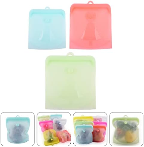 Recipientes de sanduíche Zerodeko 3pcs sacos de armazenamento de alimentos de silicone claros sacos de freezer reutilizáveis ​​recipientes