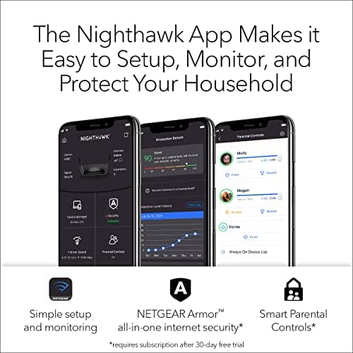 NetGear Nighthawk WiFi 6 roteador de 8 stream Gigabit Router, AX6600 Tri-Band Speed, cobertura de até 2.500 pés quadrados. e