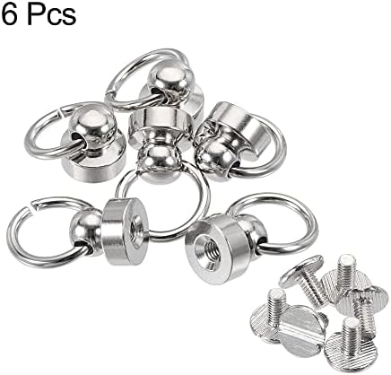 UXCELL 9X9.3mm Ring Rivets Studs Round Head para Tone de Brass de Brass DIY 6pcs