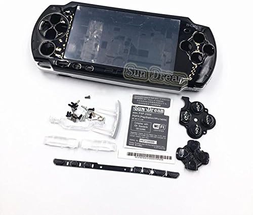 Novo substituto Sony PSP 2000 Console Tampa de casca de alojamento completo com conjunto de botões - preto