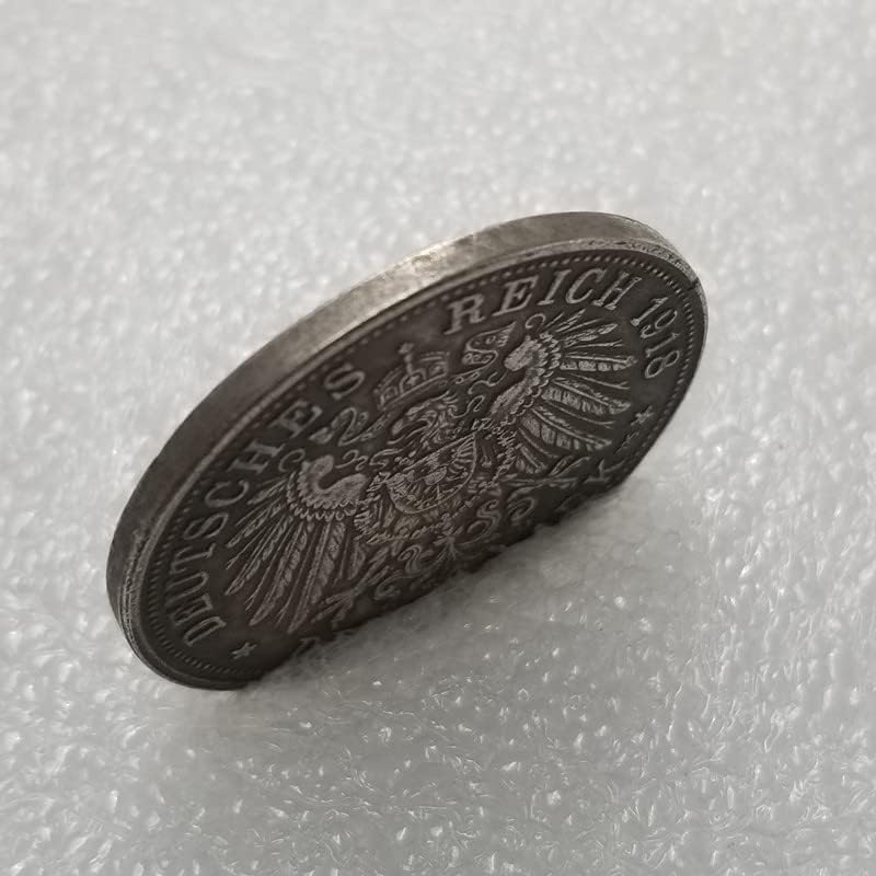 Avcity Antique Handicraft Germânica - 3 Marcos 1918 - Dólar de prata de moeda de moedas de moeda de prata alemã