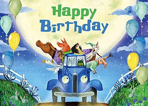 Cartoon Little Blue Truck Theme Photography Penários de boa noite Balão Lua foto fundo 5x3ft infantil festas de aniversário banner