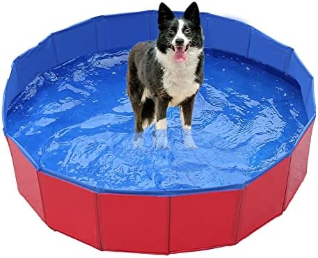 Koqwez33 cachorro cachorro gato inflável água dobrável brincar com banheira banheira PVC NATAÇÃO RED S