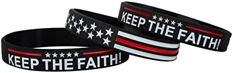Sainstone Keep the Faith Patriots Silicone Bracelets com Finga de Bandeira Americana da Linha Vermelha - Patriotas Motivacional Pussadas Presentes para Patriotas, Policiais, USMC, Bombeiros, Homens, Mulheres