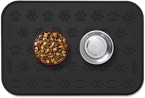 Smithbuilt 19 x 12 tapa de comida de cachorro - impermeável a água sem escorregamento de silicone gato tigela de pet racemat - preto