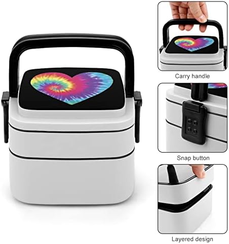 Tie-Dye Heart Bento Box Dupla Camada Dupla All-In-One Compurador de Almoço Combine